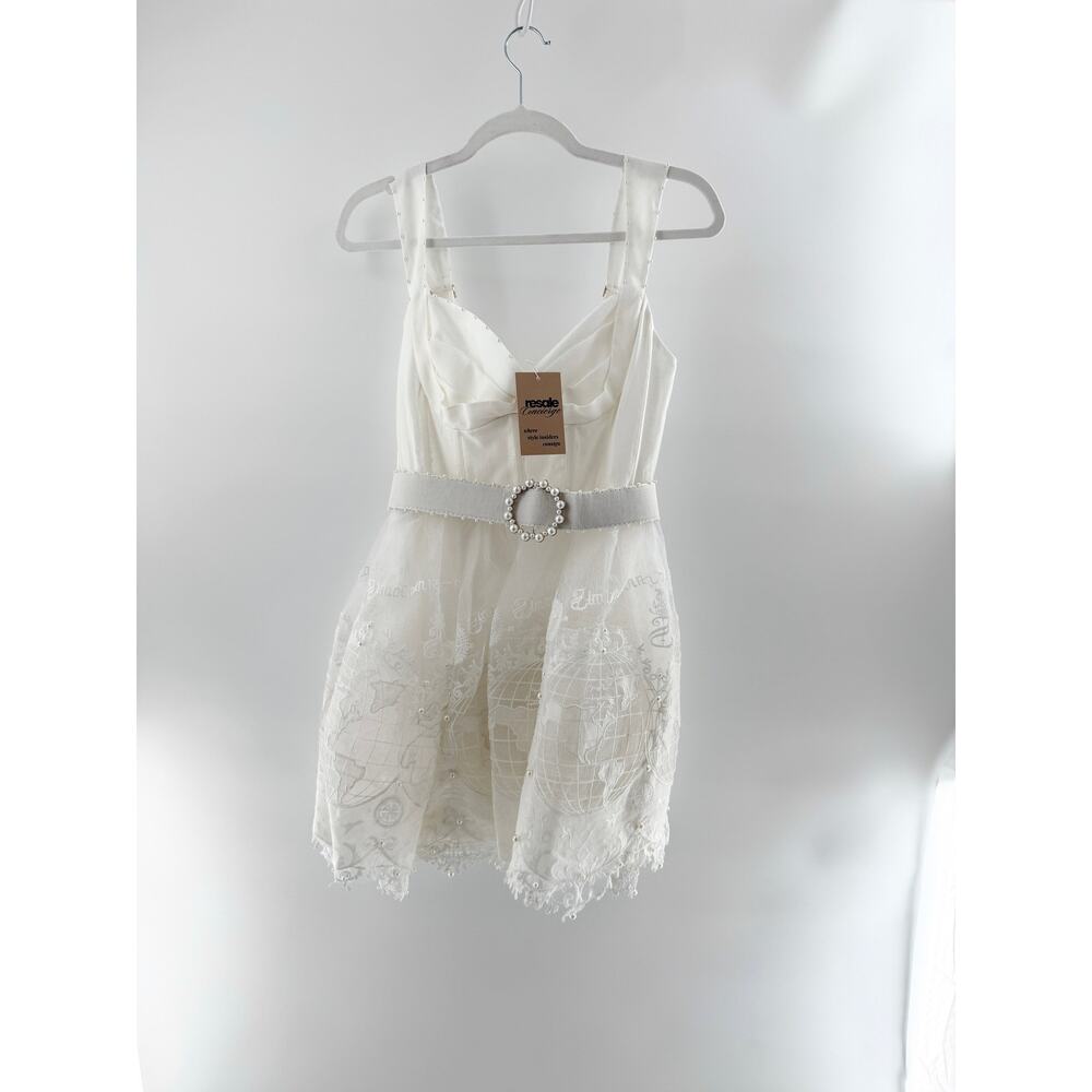 NWOT Zimmermann High Tide Embroidered Belted Corset Mini Dress White Size 1 / S - Picture 3 of 6